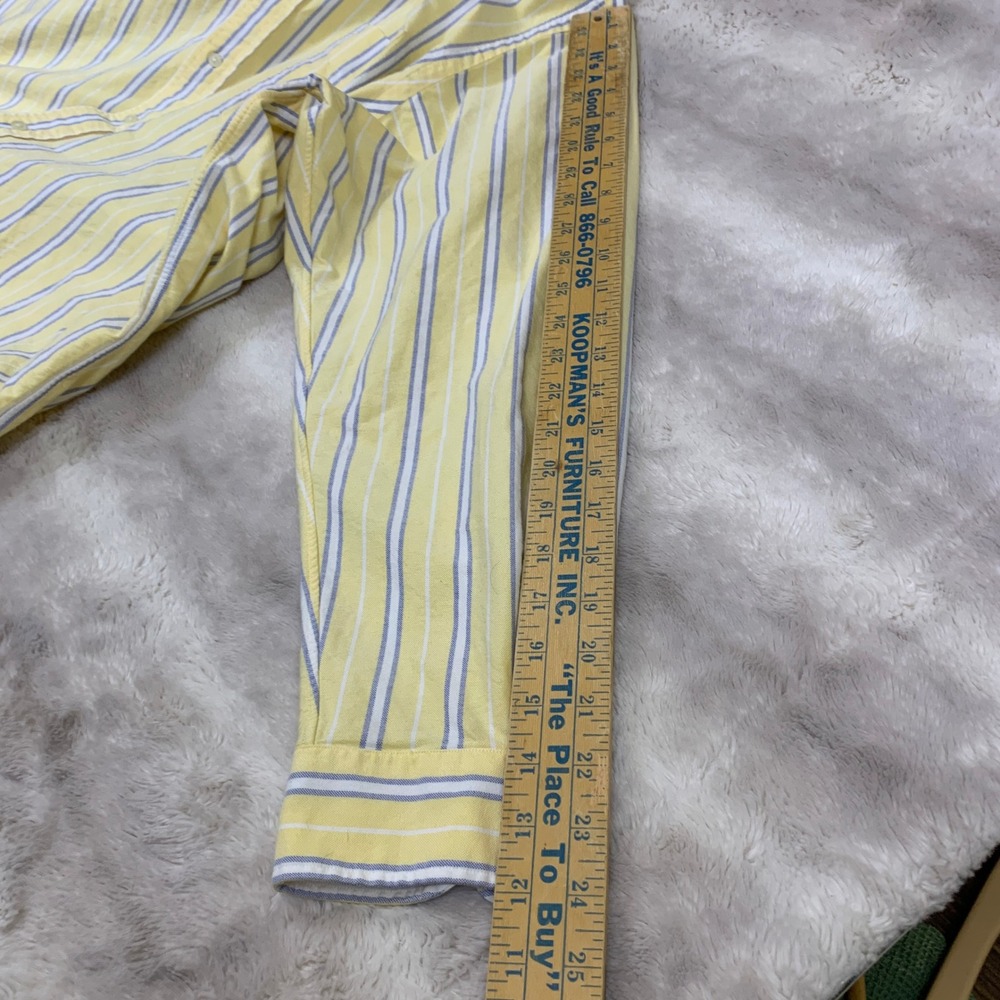 Ralph Lauren Golf Tilden Shirt Mens XL Yellow Blue Striped Cotton Oxford Crest - Picture 5 of 9